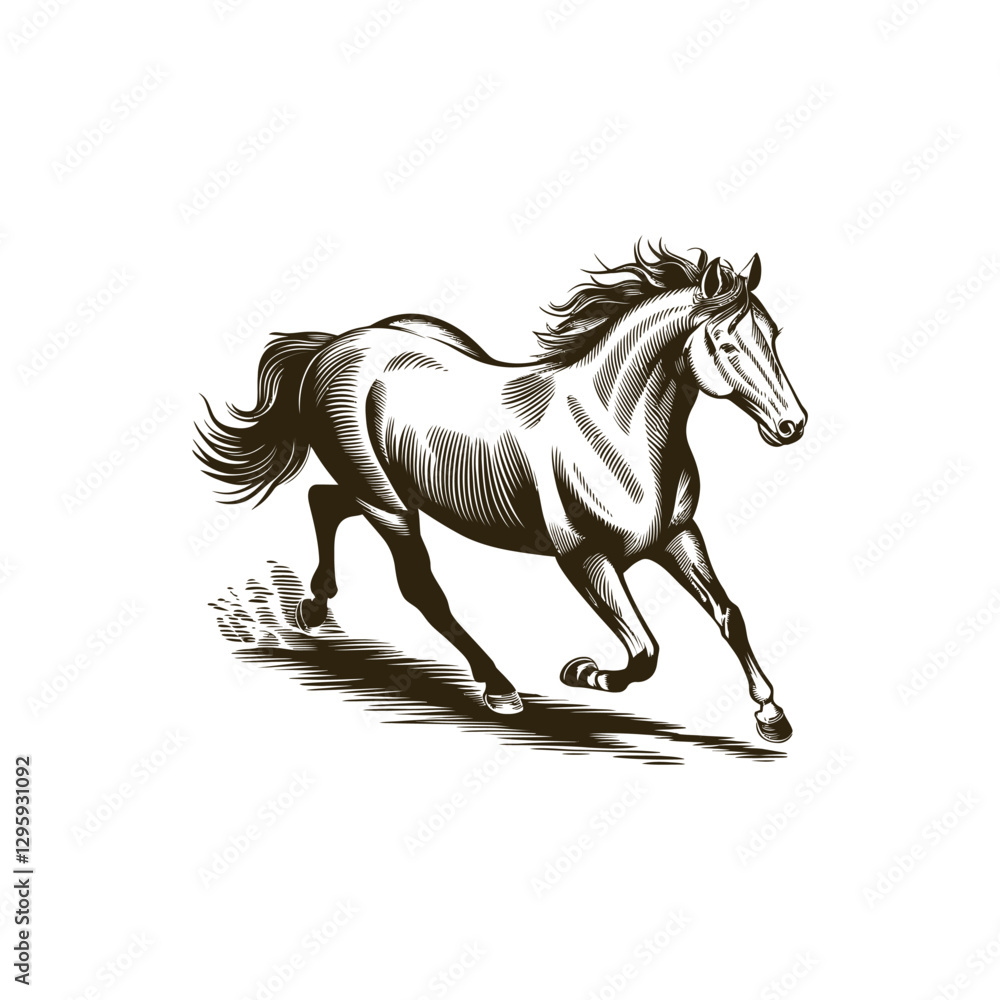 Obraz premium Vintage engraving woodcut horse vector illustration art design