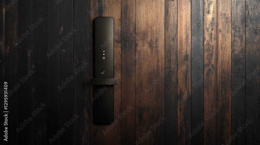 Fototapeta premium Smart lock, wood door, home security