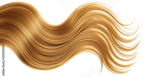 Isolated Long Wavy Blonde Hair Strand, Shiny and Healthy