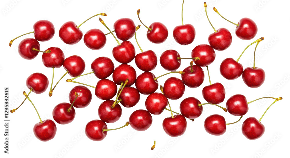 Isolated Pile of Fresh Red Cherries, Summer Harvest Isolated Pile of Fresh Red Cherries, Summer Harvest
