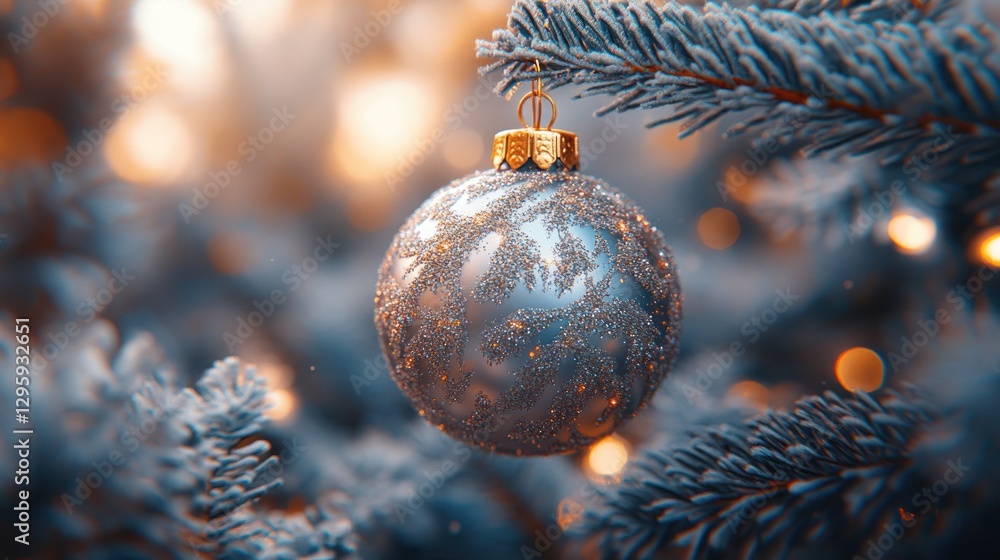 custom made wallpaper toronto digitalSilver Christmas Ornament on Frosted Tree