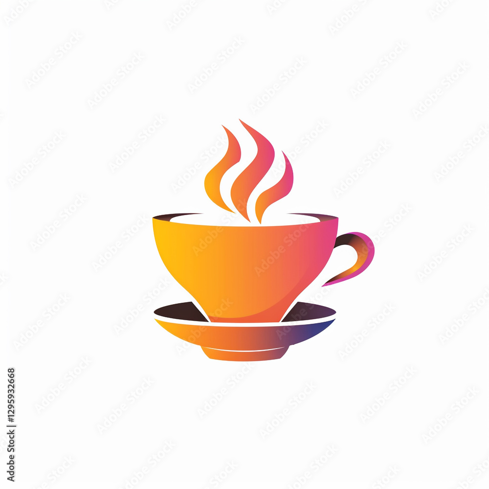 Fototapeta premium Minimal Coffee Gradient Flat Cup Logo Line Curve Color Donzb