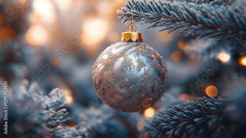 Wallpaper Mural Silver Christmas Ornament on Frosted Tree Torontodigital.ca