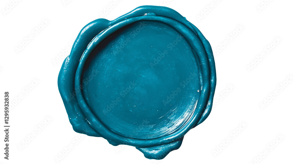 Blank teal wax seal on transparent background guaranteeing authenticity Blank teal wax seal on transparent background guaranteeing authenticity