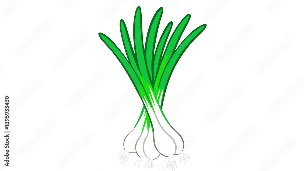Fototapeta premium a fresh bunch of green onions, showing their vibrant green tops and white roots
