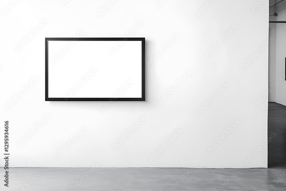 Blank frame on white wall in gallery. Blank frame on white wall in gallery.