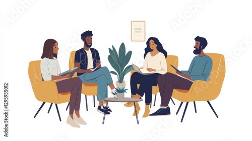 Social psychology in a collaborative work meeting. Featuring cooperation and synergy