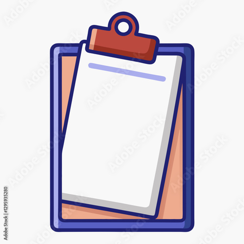 Clipboard icon with blank note paper on white background