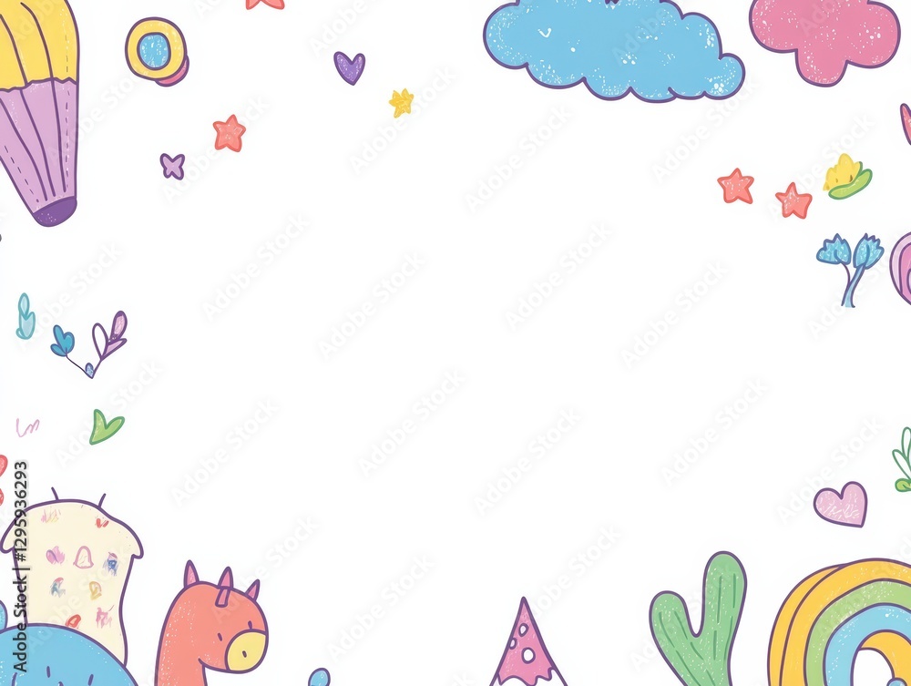 Children’s Storybook Theme with Clouds and Playful Designs Children’s Storybook Theme with Clouds and Playful Designs