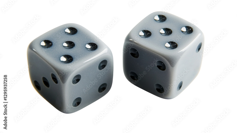 Two grey dice showing eleven on transparent background Two grey dice showing eleven on transparent background