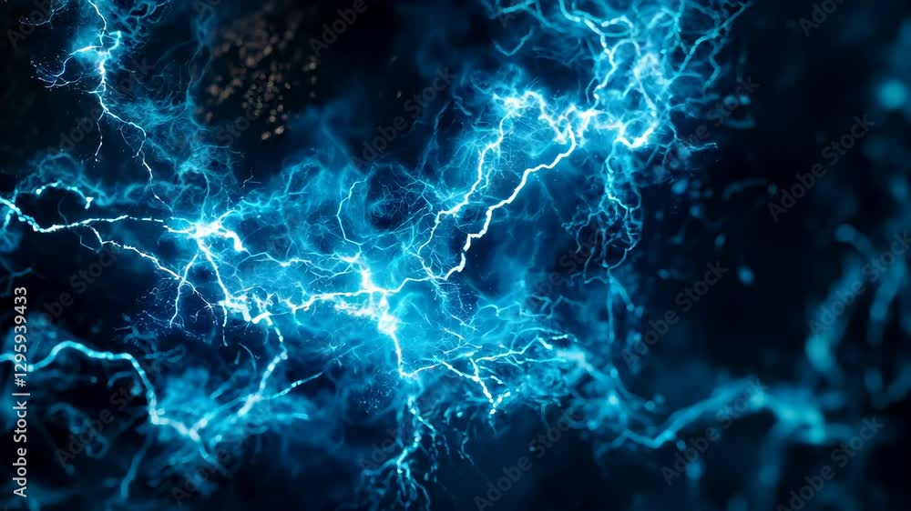 Electric Lightning Energy Power Storm Effect Background Blue Plasma Thunder Dynamic Motion Loop Arc, Generative AI Electric Lightning Energy Power Storm Effect Background Blue Plasma Thunder Dynamic Motion Loop Arc, Generative AI