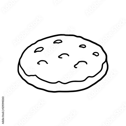 Sweet Treat Outline: A simple, delightful outline drawing of a classic cookie, ready to be colored or used in design projects.