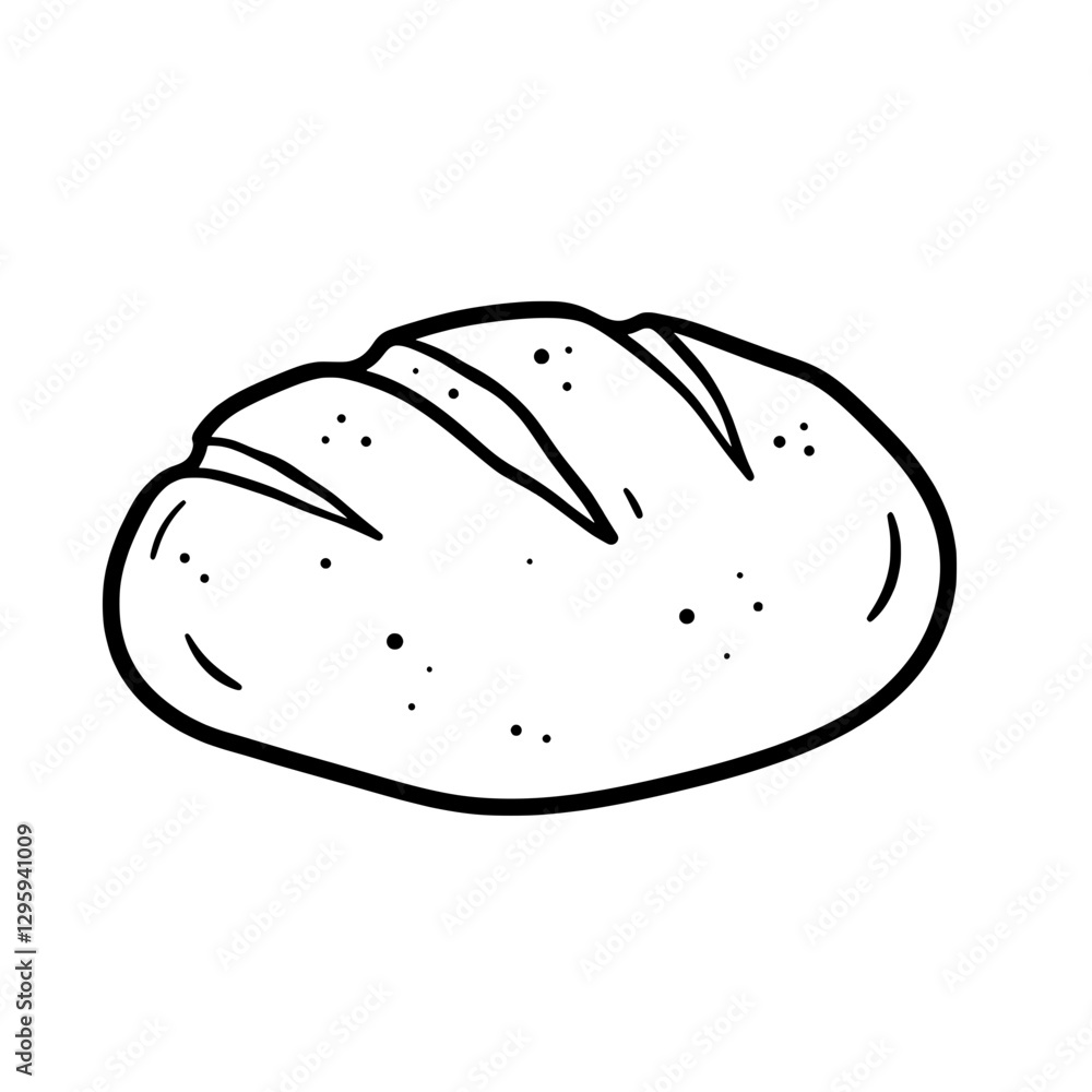 Artisanal Loaf: Simple sketch of a classic bread loaf, ideal for cooking blogs or food-related themes.
