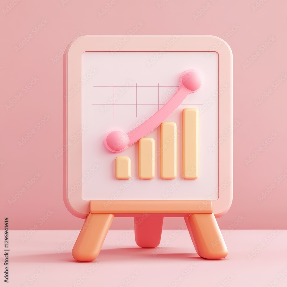 A pink board displaying a graph showing positive progress A pink board displaying a graph showing positive progress