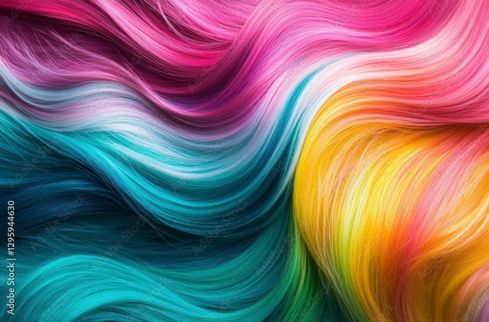 Obraz premium Vibrant Rainbow Hair Texture Close-up