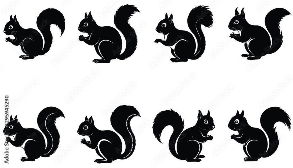 Obraz premium Squirrel vector shilhouette bundle set 