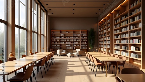 Wallpaper Mural Modern Minimalist Library with Warm Ambiance Torontodigital.ca