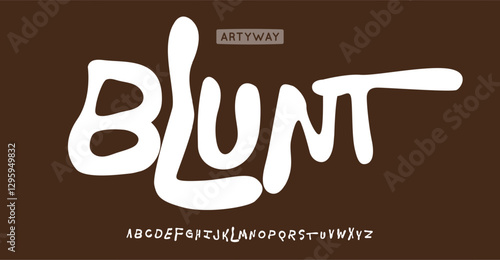 Youthful fluid alphabet, groovy handwritten letters, playful organic font with funky curves for unique branding, hip-hop logo, calm headline, modern typography design. Vector typeset