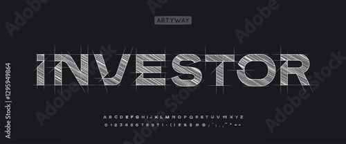Architectural project font, technical draw style alphabet. Geometrical typography. Wireframe letters, typographic design with draft strokes for real estate investment logo, headline. Vector typeset.