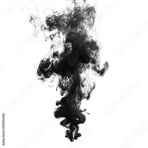 Black smoke isolated on transparent background