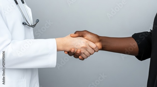 Medical Professional and Patient Handshake Symbolizing Trust and Collaboration in Healthcare Setting
