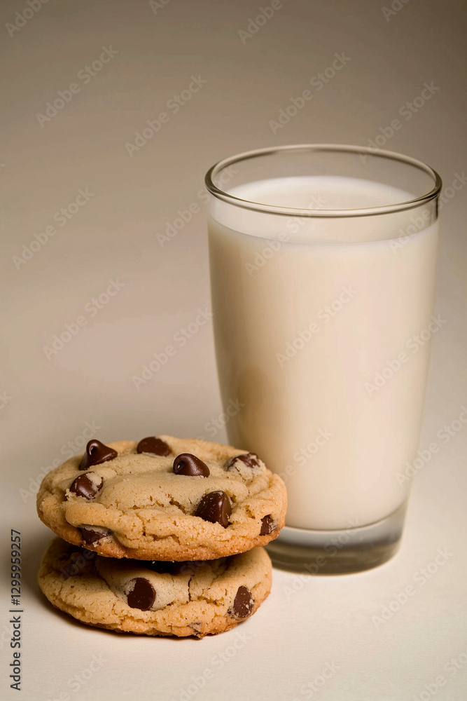Homemade chocolate chip cookies with milk Homemade chocolate chip cookies with milk