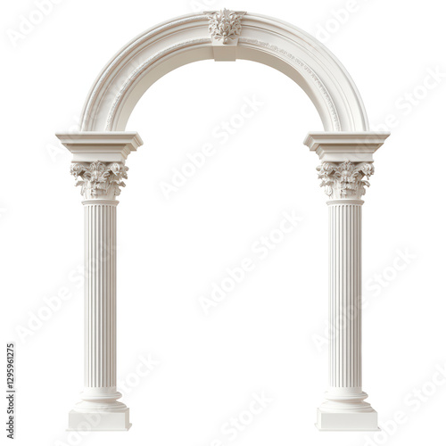Classic column arch isolated on white background