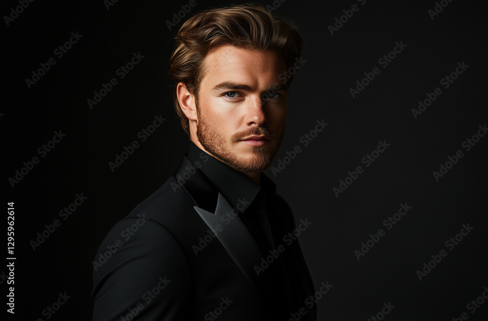 Photograph of a confident, handsome man in a black suit Photograph of a confident, handsome man in a black suit