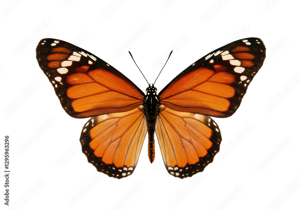 Fototapeta premium Isolated Monarch Butterfly with Open Wings, Top View