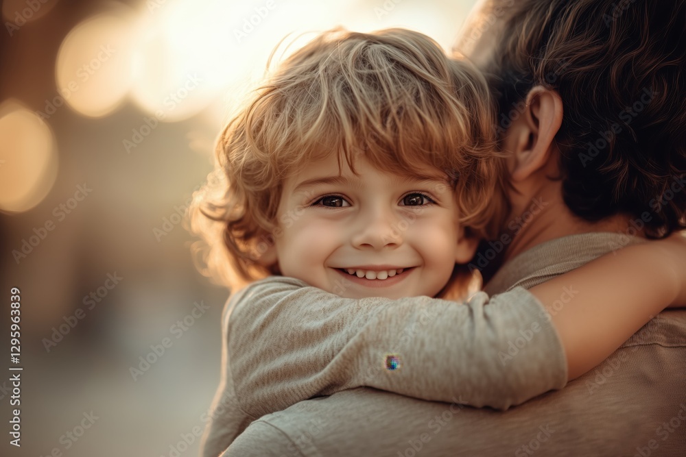 Loving Embrace Between Father and Son Loving Embrace Between Father and Son