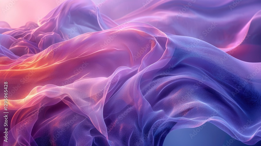 Fototapeta premium Colorful flowing digital waves in blue and pink. Digital artwork of transparent fluid or liquid with vibrant gradient blue and purple color. Modern design and technology concept. Futuristic. AIG53.