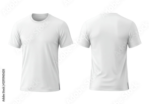 Isolated Blank White T-Shirt Front and Back View
