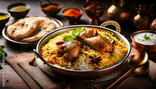 Biryani – Fragrant rice dish cooked with spices, saffron, and either chicken, lamb, or vegetables