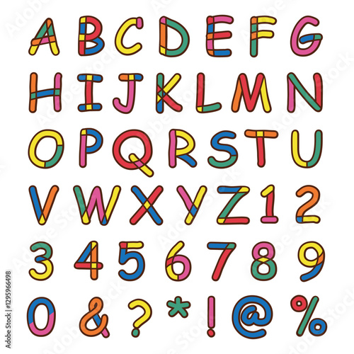 手書きのカラフルなローマ字のデザイン