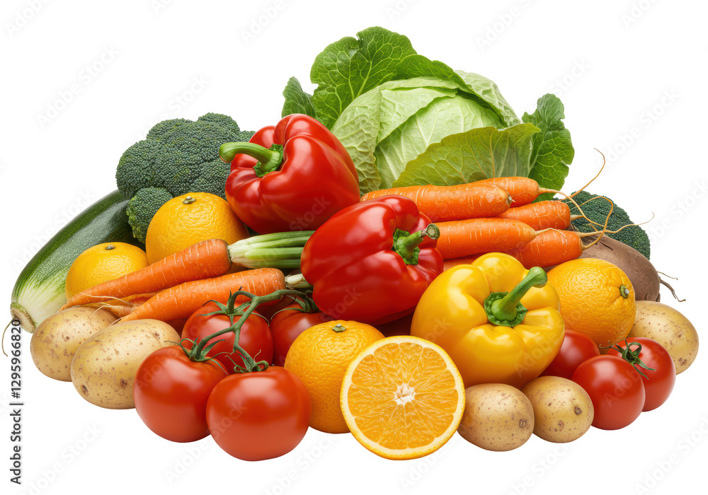 Isolated Colorful Mix of Raw Vegetables and Citrus Isolated Colorful Mix of Raw Vegetables and Citrus