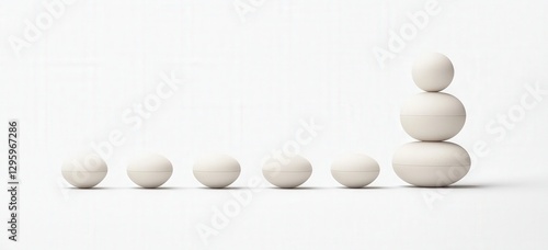 Wallpaper Mural Minimalist White Pebbles Arranged In A Conceptual Growth Progression On A Clean Background Torontodigital.ca