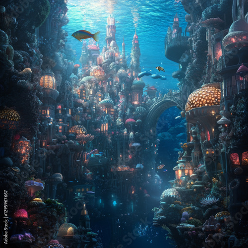 coral reef in the red sea under water city 