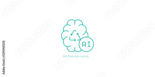 Self-Supervised Learning for AI Model Training Without Labeled Data Vector Icon