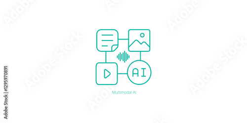 Multimodal AI for Processing and Understanding Multiple Data Types Vector Icon