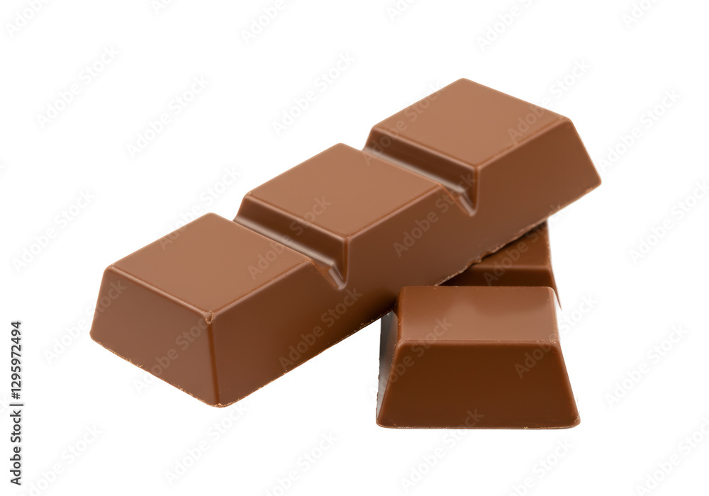 Isolated Stacked Milk Chocolate Bar Pieces
