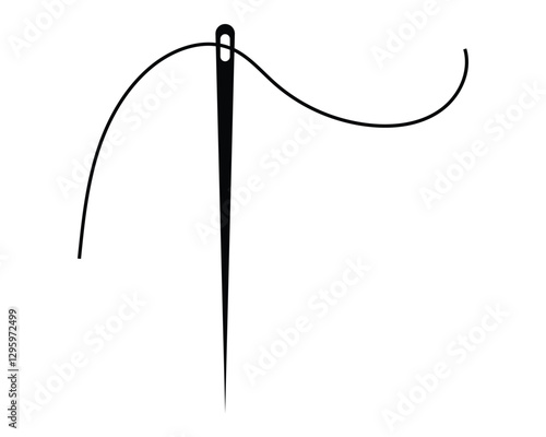 Needle and Thread icon. Flat style Sewing Needle vector in white background.