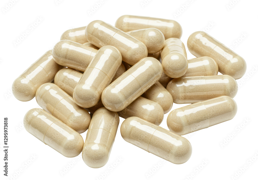 Isolated Pile of Herbal Supplement Capsules Isolated Pile of Herbal Supplement Capsules
