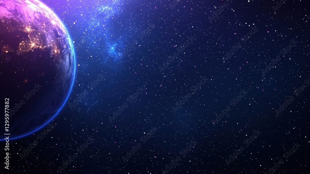 Fototapeta premium Stunning View of Earth Against a Starry Cosmic Background