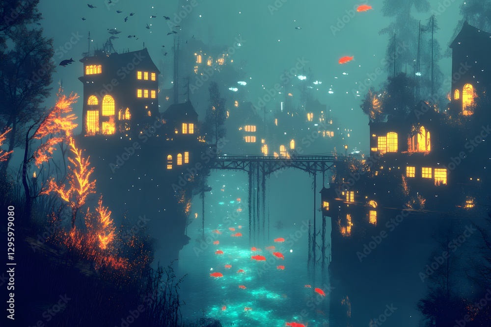 Obraz premium night city landscape