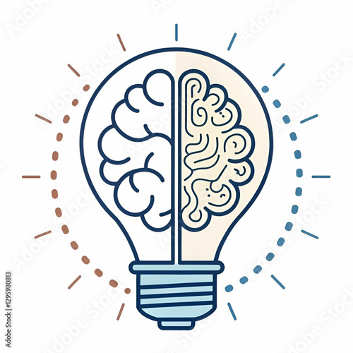 creative icon of a half brain half lightbulb