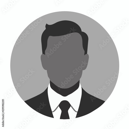 Anonymous male avatar in business suit grayscale icon
