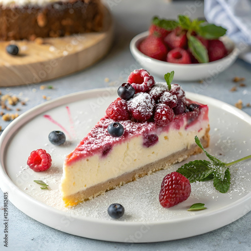 delicious berry cheesecake slice