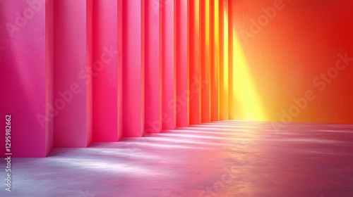 Concrete Space Illuminated by Neon Lights Background