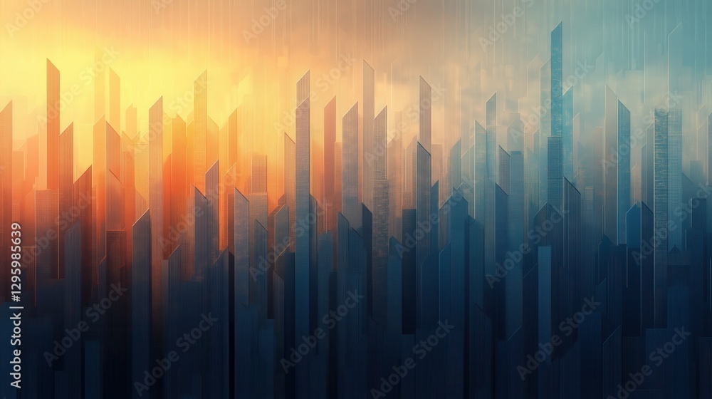 A city skyline with a sunset in the background A city skyline with a sunset in the background