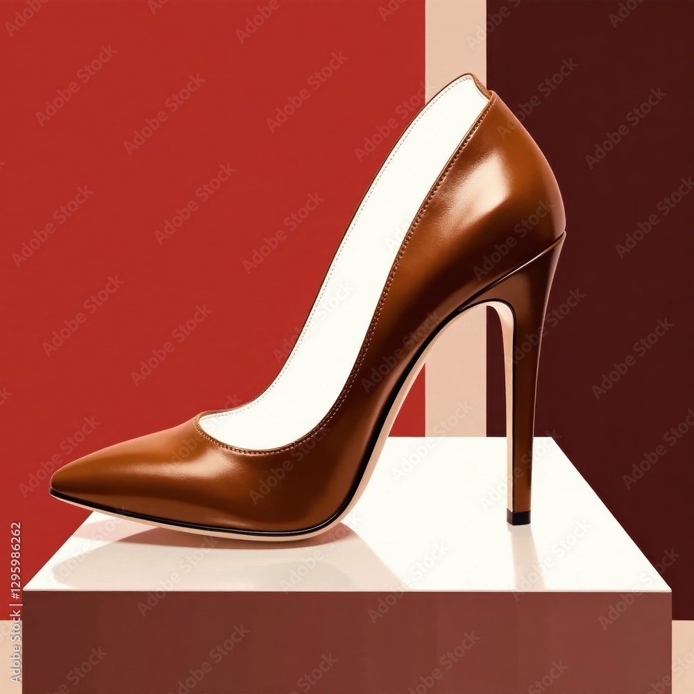 Low-heeled brown leather sole vector silhouette isolated on white background, flat, material, minimalist Low-heeled brown leather sole vector silhouette isolated on white background, flat, material, minimalist